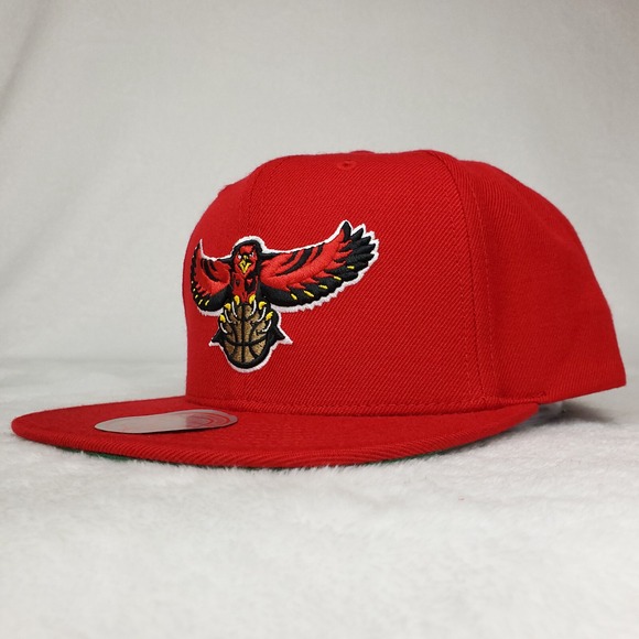 Atlanta Hawks Mitchell & Ness NBA Snapback Hat Cap 3D Logo‎ Red NWT - Picture 7 of 8
